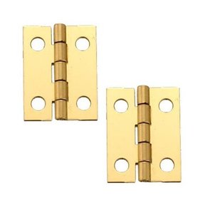 Miniature Narrow Solid Brass Hinge 1" L x 3/4" Open w/screws 2 Pair